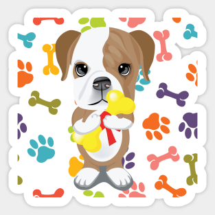 Dog with Bone Sticker